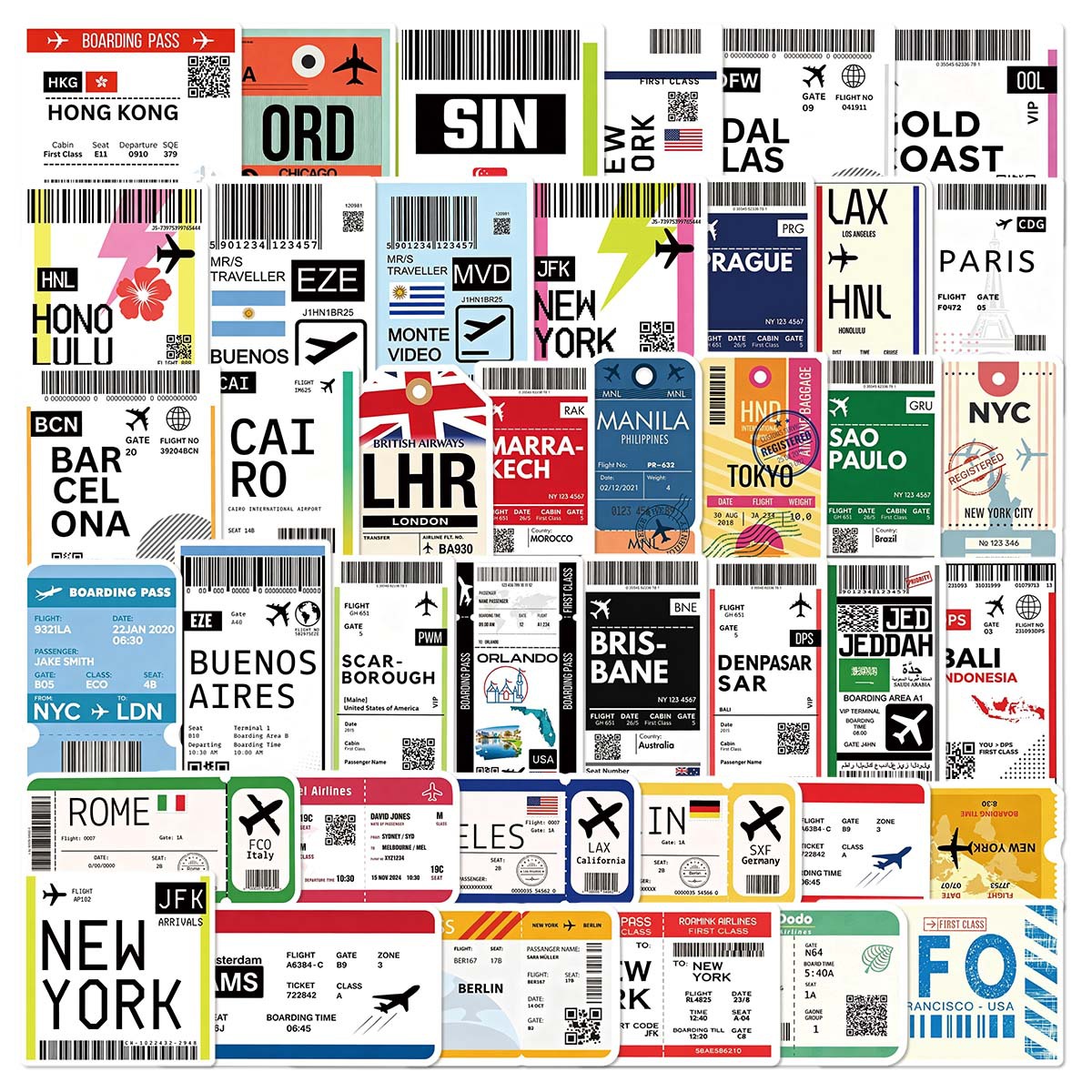 Laptop Accessories Cool - 50Pcs Air Tickets Boarding Pass Stickers