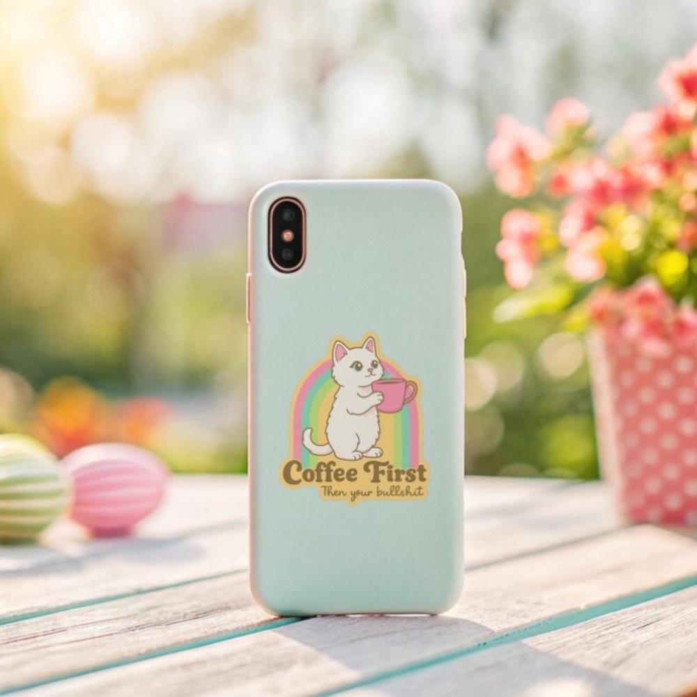Fun coffee cat stickers Retro  - Laptop Unique Accessories review and price