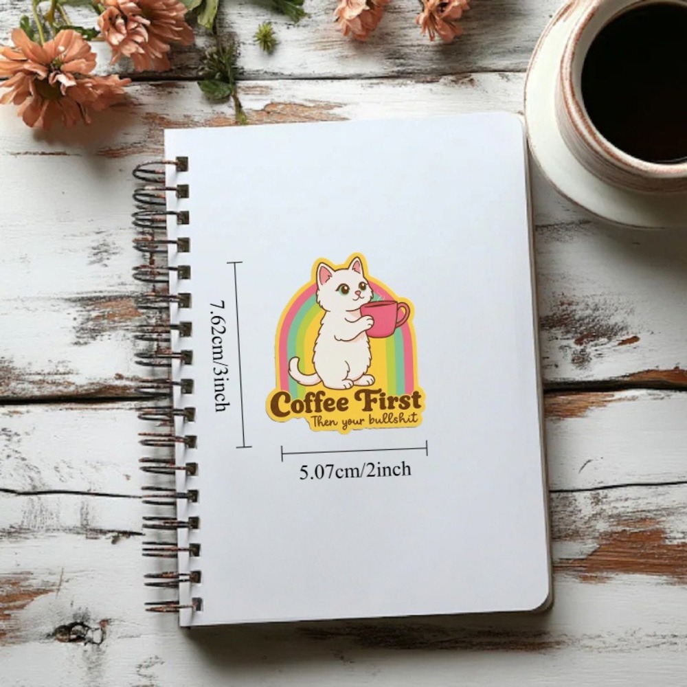 Fun coffee cat stickers Retro  - Laptop Unique Accessories review and price