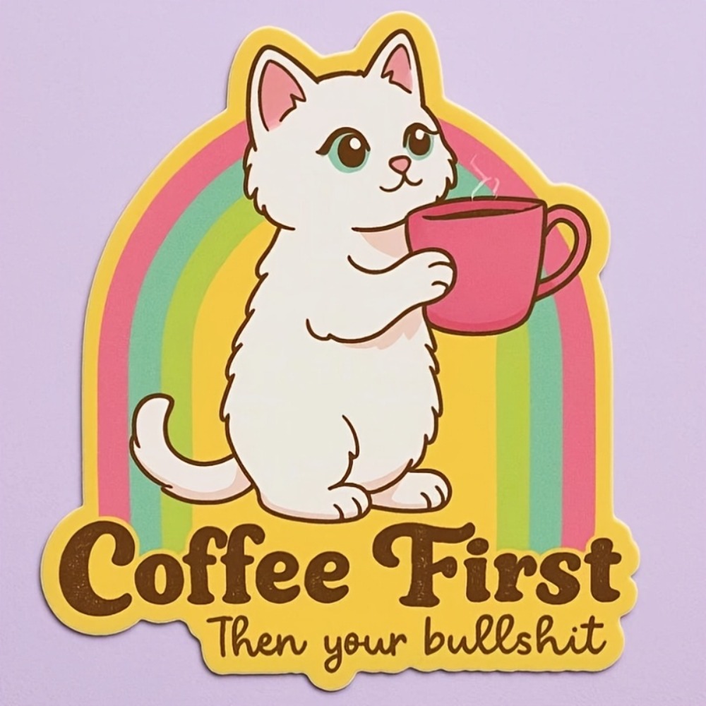 Fun coffee cat stickers Retro  - Laptop Unique Accessories review and price
